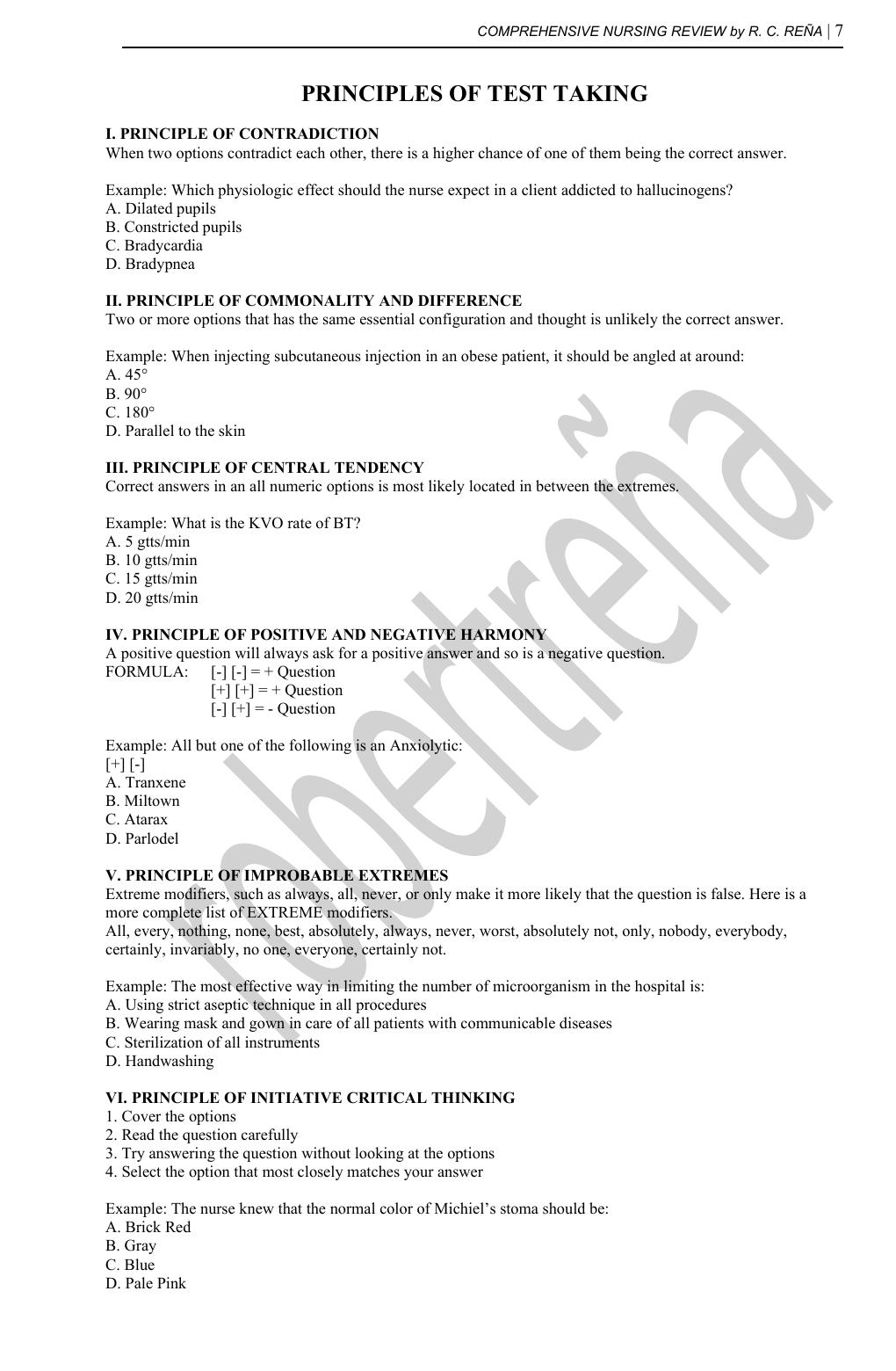 Preview page 7 of COMPREHENSIVE NURSING REVIEW by R. C. REÑA | Fundamentals, Maternity, Pediatric, Community Health, Medical Surgical, & P
