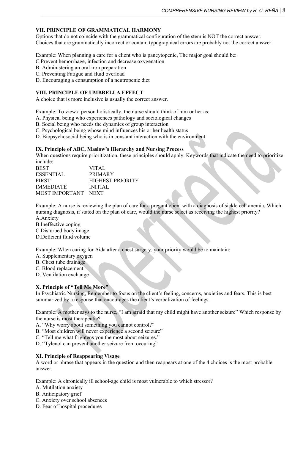 Preview page 8 of COMPREHENSIVE NURSING REVIEW by R. C. REÑA | Fundamentals, Maternity, Pediatric, Community Health, Medical Surgical, & P