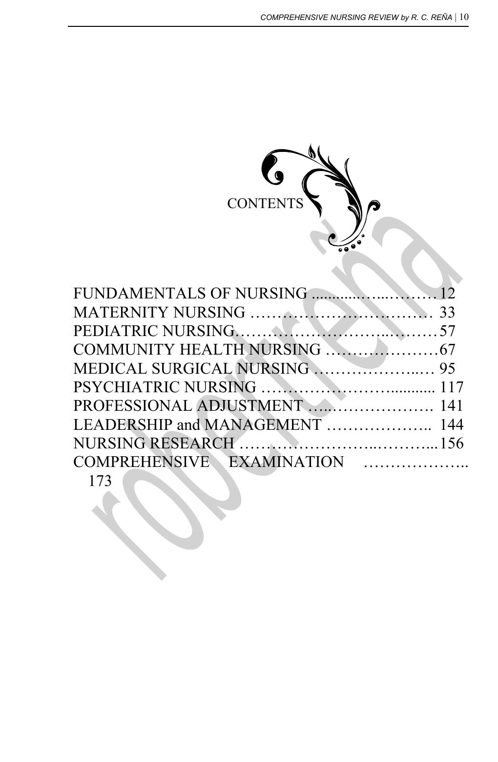 Preview page 10 of COMPREHENSIVE NURSING REVIEW by R. C. REÑA | Fundamentals, Maternity, Pediatric, Community Health, Medical Surgical, & P