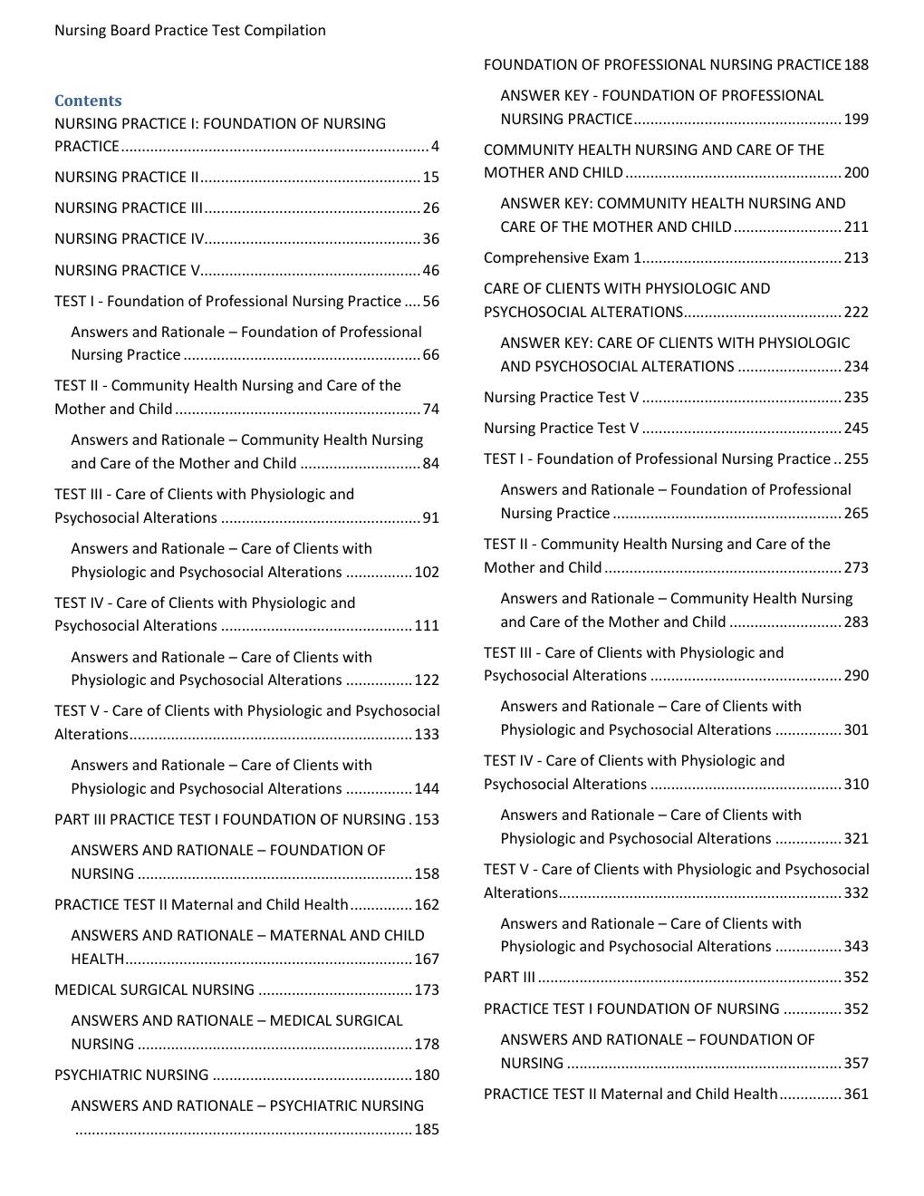 Preview page 2 of NCLEX-RN Nursing Board Practice Test Compilation | Solutions Nursing Practice 1-5 | Test Bank  Questions and Solutions