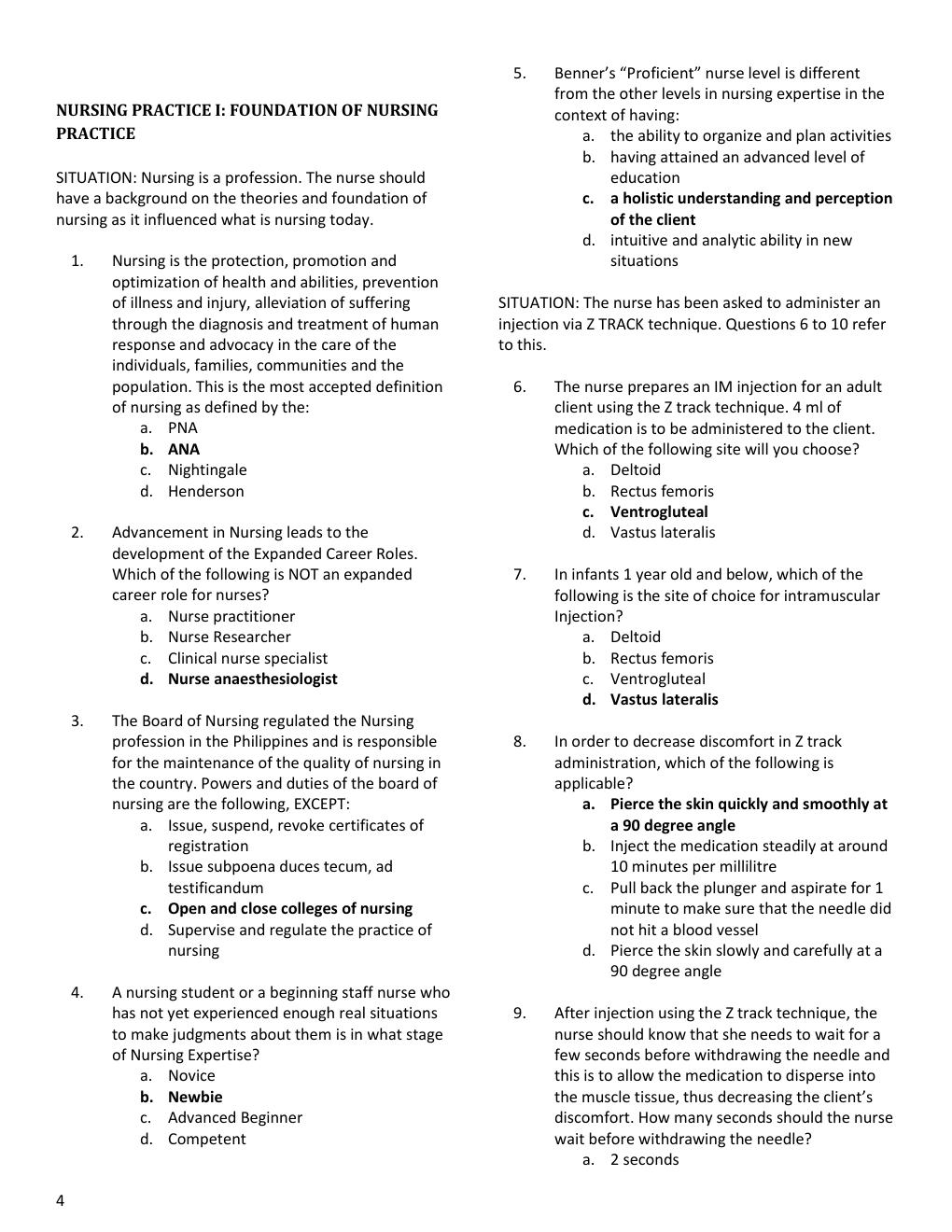 Preview page 5 of NCLEX-RN Nursing Board Practice Test Compilation | Solutions Nursing Practice 1-5 | Test Bank  Questions and Solutions
