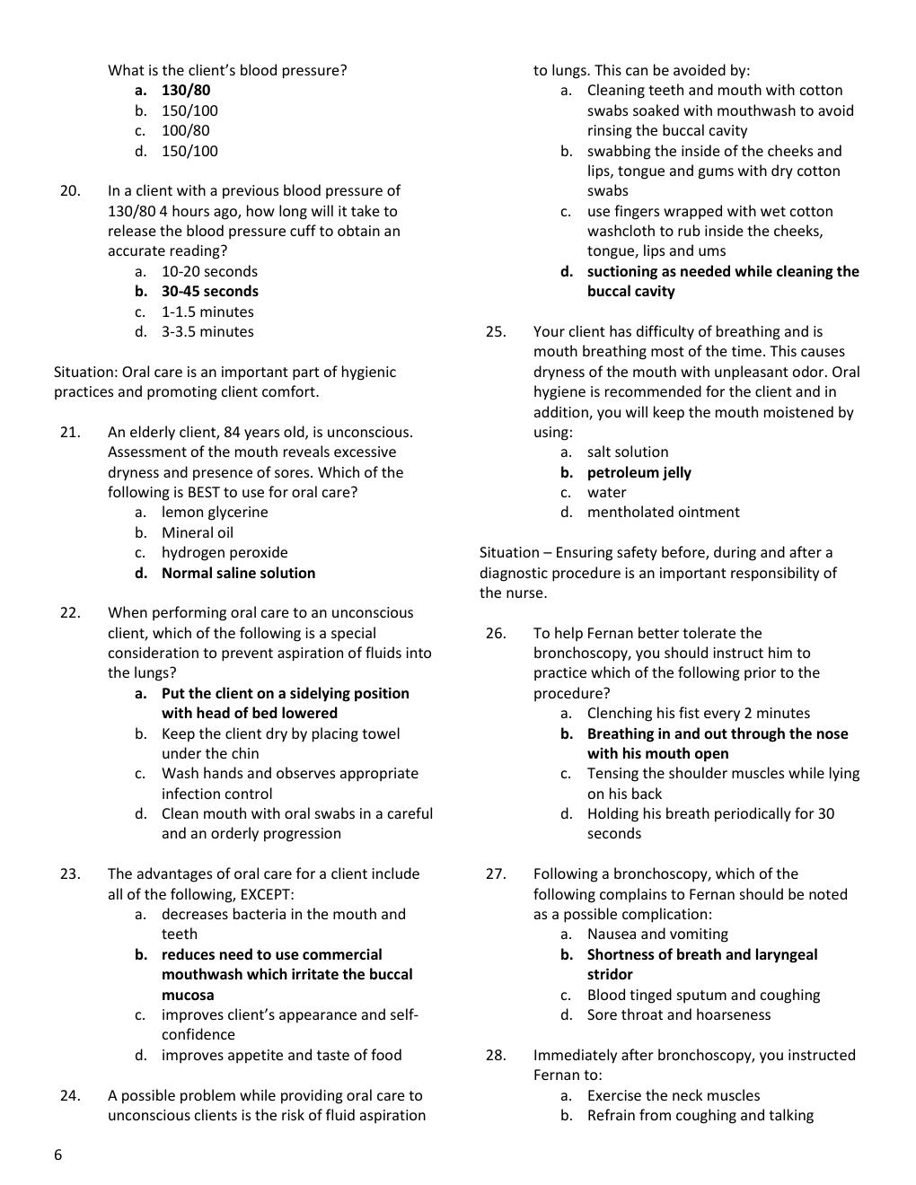 Preview page 7 of NCLEX-RN Nursing Board Practice Test Compilation | Solutions Nursing Practice 1-5 | Test Bank  Questions and Solutions