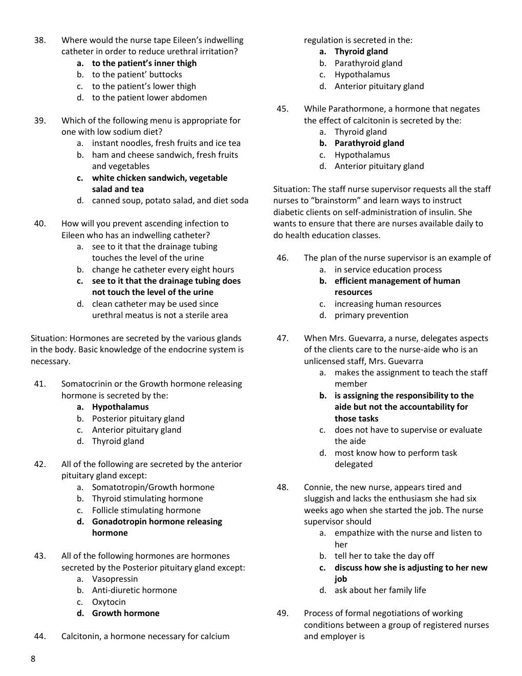 Preview page 9 of NCLEX-RN Nursing Board Practice Test Compilation | Solutions Nursing Practice 1-5 | Test Bank  Questions and Solutions