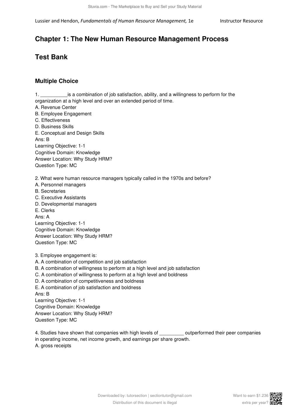Preview page 2 of Fundamentals of Human Resource Management, Functions, Applications, Skill Development 1st Edition By Lussier, Hendon | T