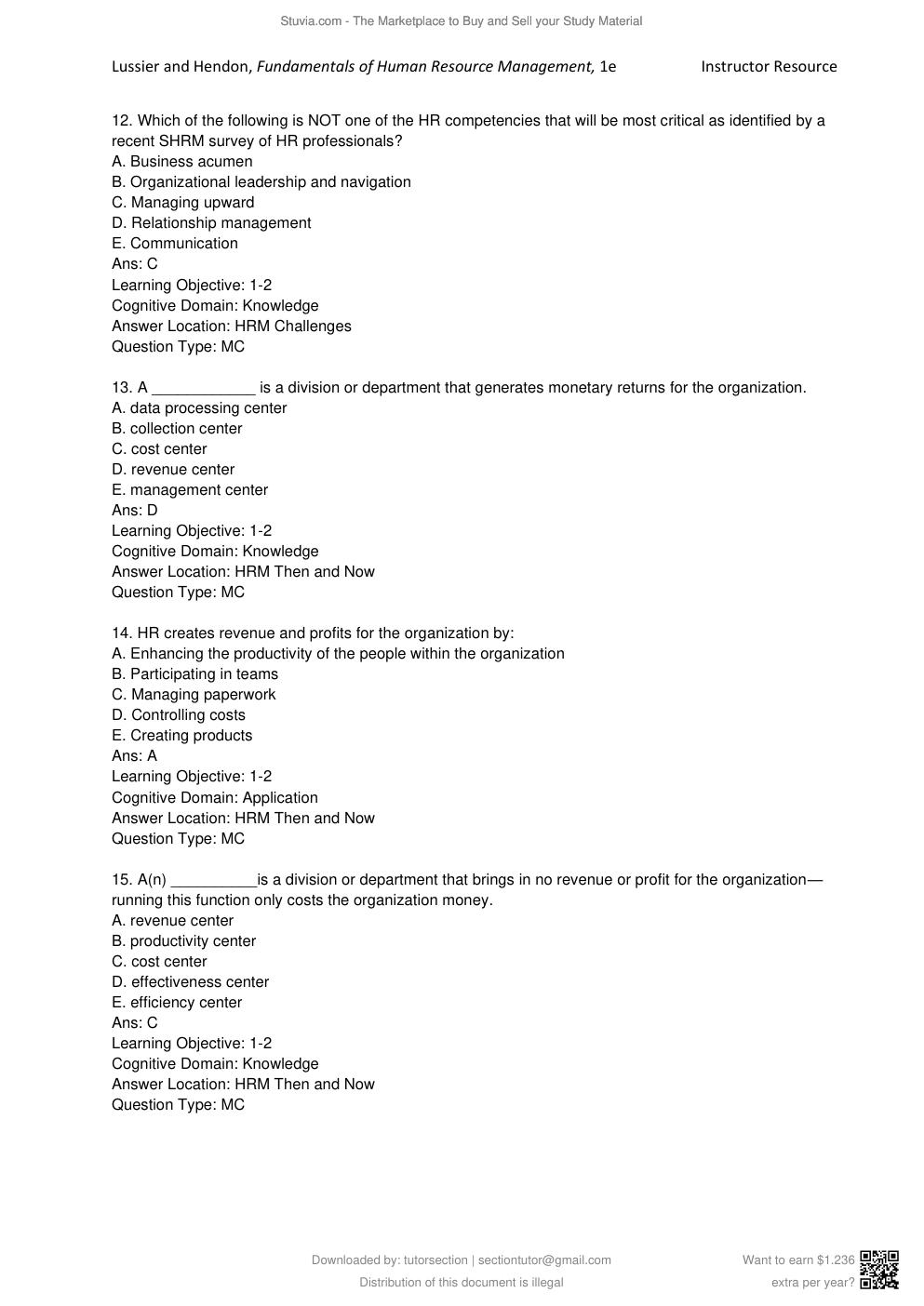 Preview page 5 of Fundamentals of Human Resource Management, Functions, Applications, Skill Development 1st Edition By Lussier, Hendon | T