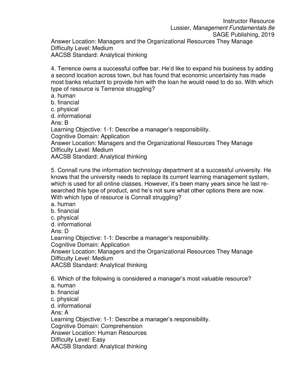 Preview page 3 of Test Bank for Management Fundamentals Concepts, Applications, Skill Development 8th Edition By Robert N. Lussier