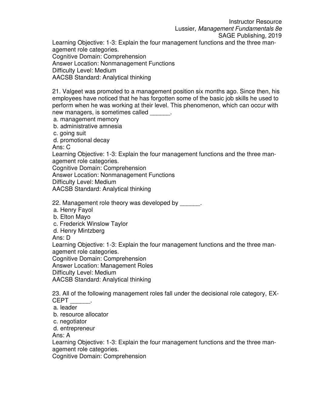 Preview page 8 of Test Bank for Management Fundamentals Concepts, Applications, Skill Development 8th Edition By Robert N. Lussier