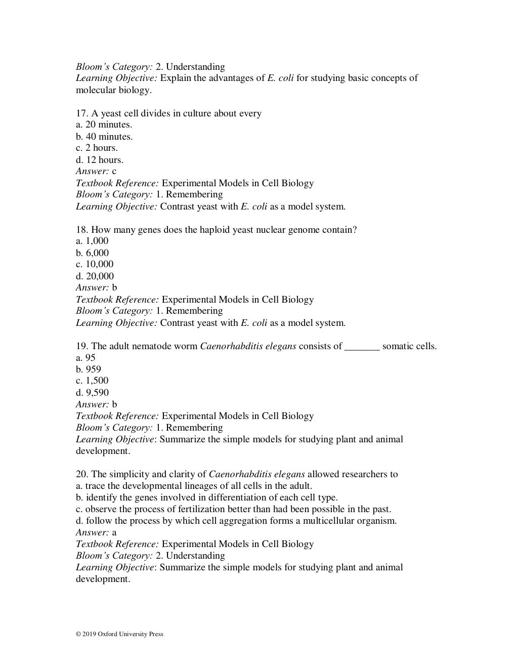 Preview page 6 of TEST BANK for The Cell: A Molecular Approach 8th Ed by Cooper Geoffrey. | All Chapters  1-19