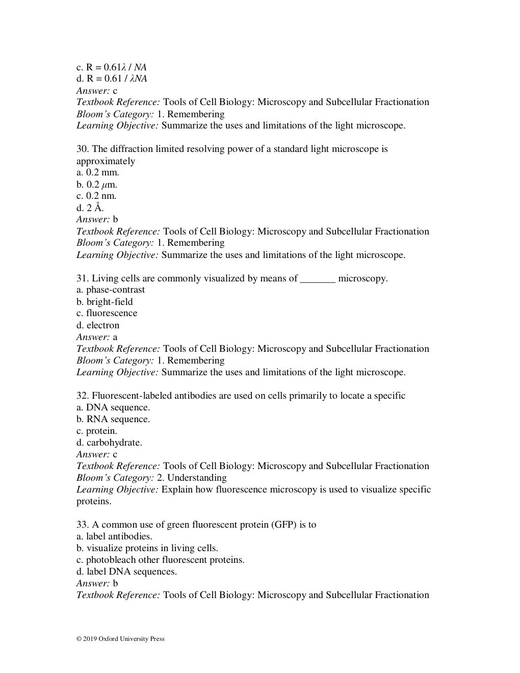 Preview page 9 of TEST BANK for The Cell: A Molecular Approach 8th Ed by Cooper Geoffrey. | All Chapters  1-19