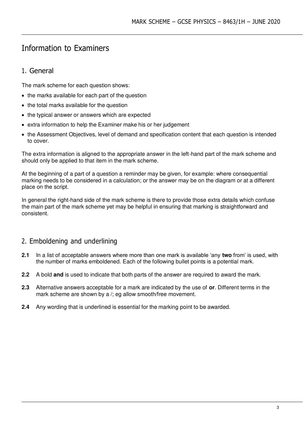 Preview page 3 of AQA PHYSICS 2020-2021  GCSE PHYSICS 8463/1H Paper 1 Higher Tier