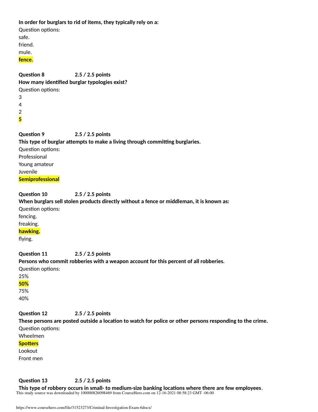 Preview page 2 of Criminal Investigation Exam 6 COMPLETE SOLUTIONS