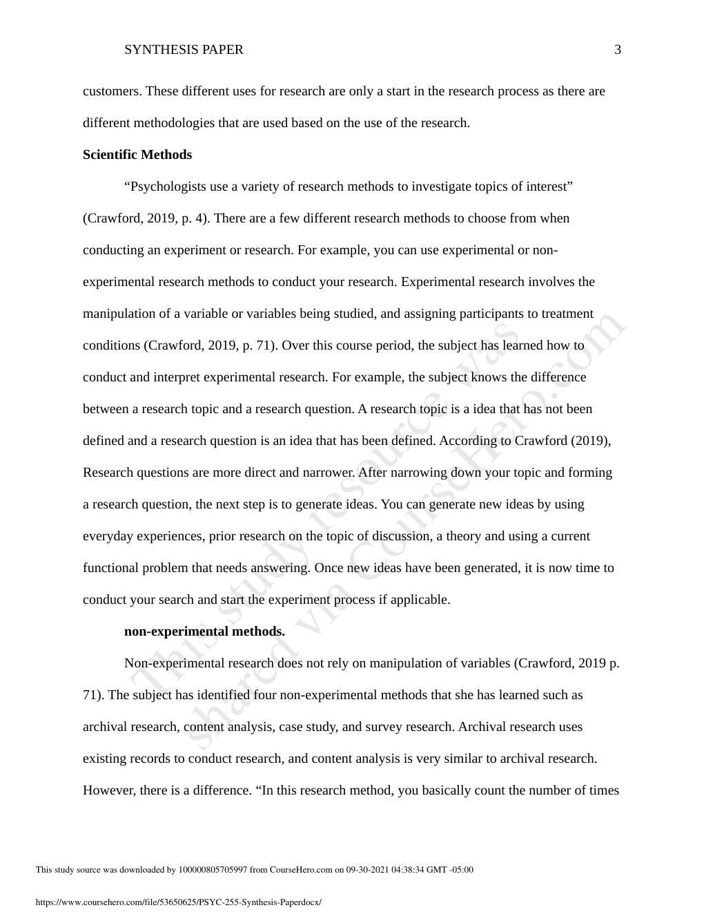 Preview page 3 of Liverty University PSYC255 Synthesis Paper