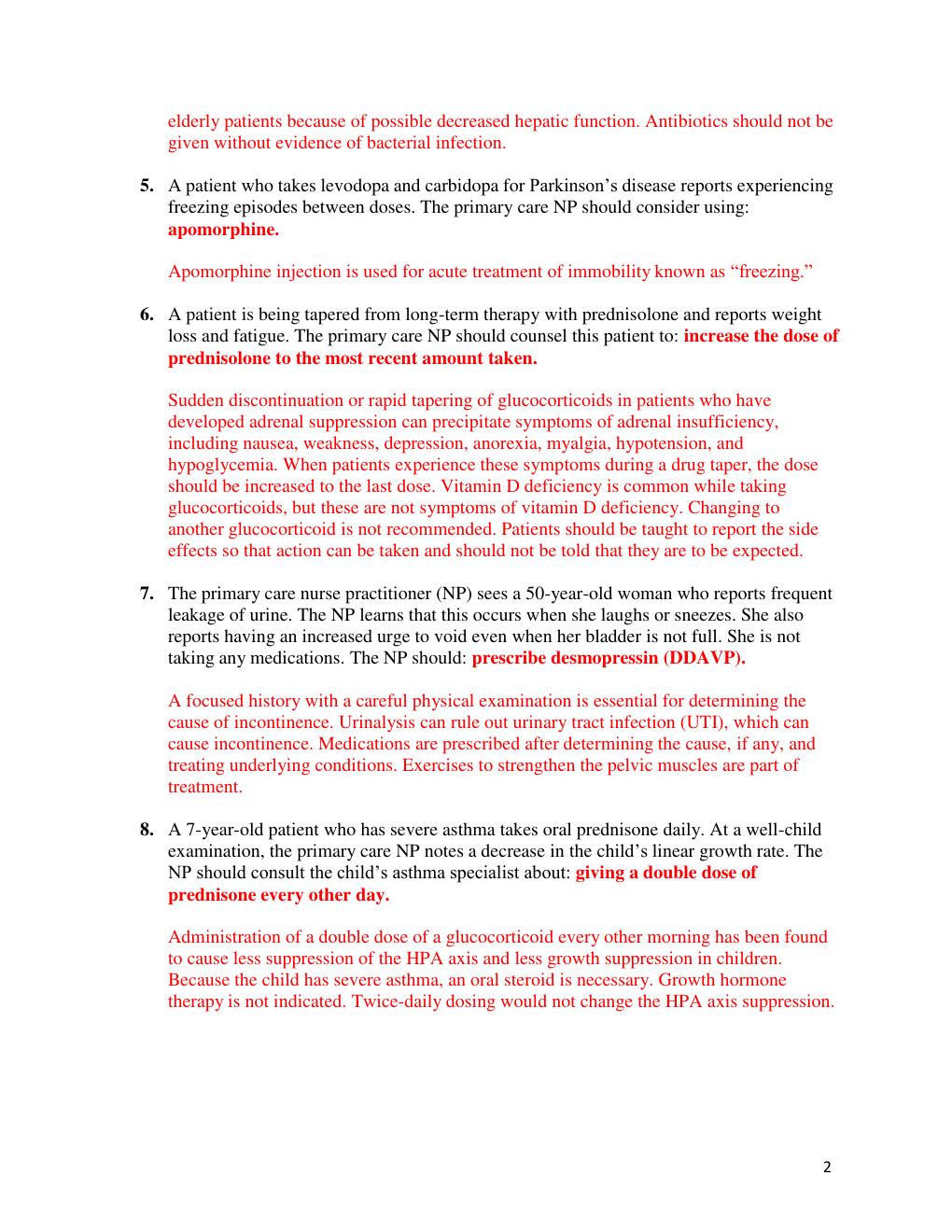 Preview page 2 of NR 508 FINAL EXAM | A patient who has diabetes reports intense discomfort when needing to void.
