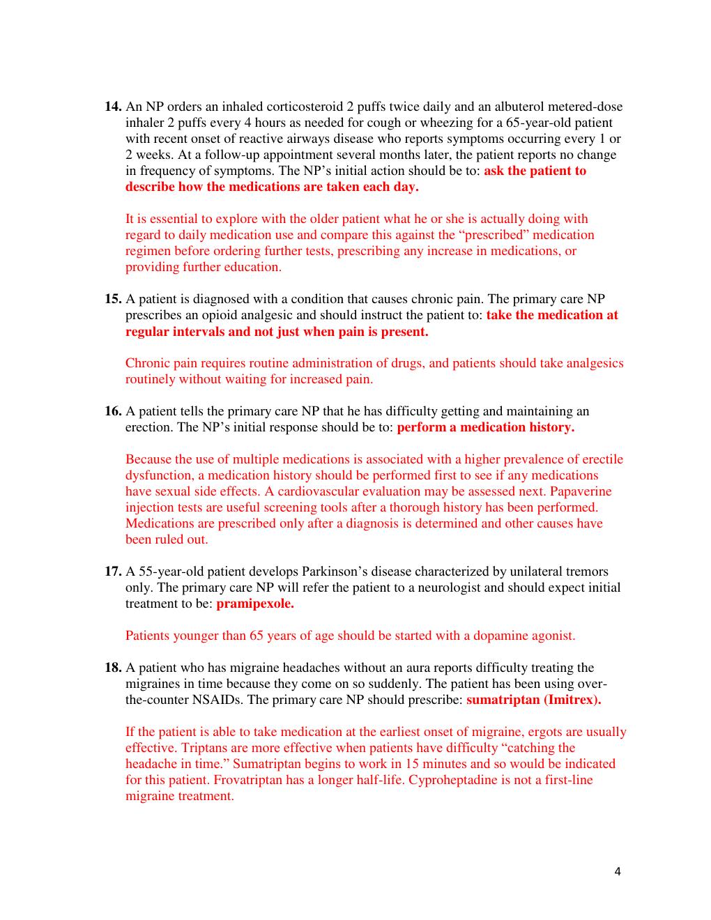 Preview page 4 of NR 508 FINAL EXAM | A patient who has diabetes reports intense discomfort when needing to void.