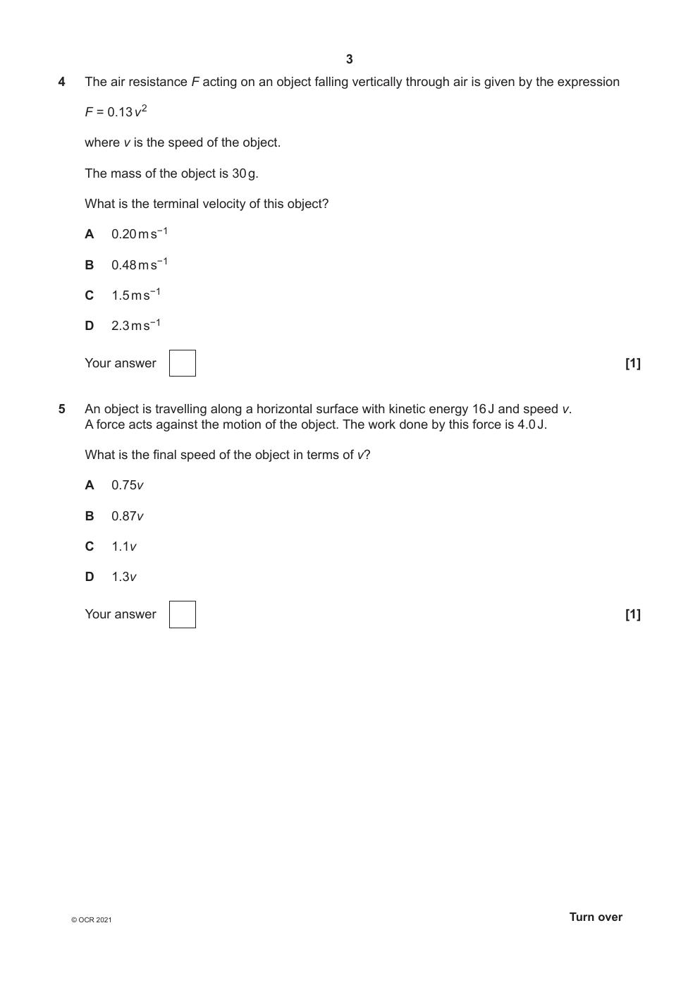 Preview page 3 of OCR AS Level Physics A_H156/01 Question Paper Oct 2021 | Breadth in Physics