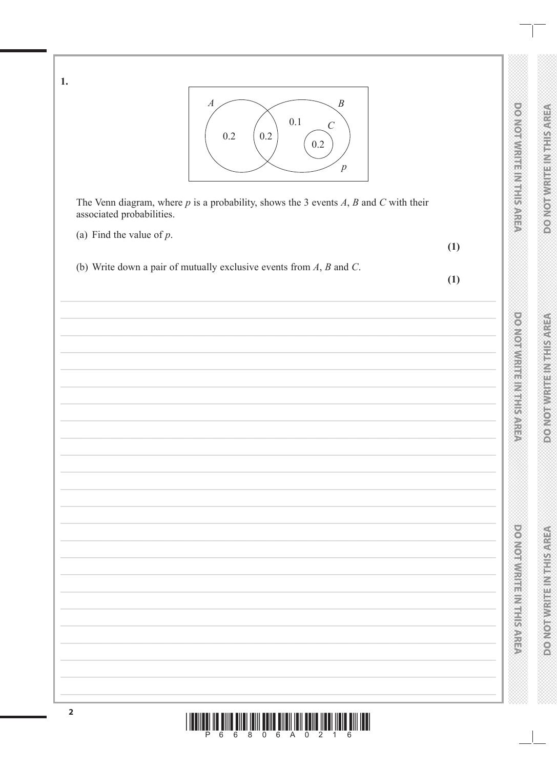 Preview page 2 of Pearson Edexcel GCE Question Booklet + Mark Scheme (Results) November 2021 Mathematics Advanced Subsidiary Level in Math