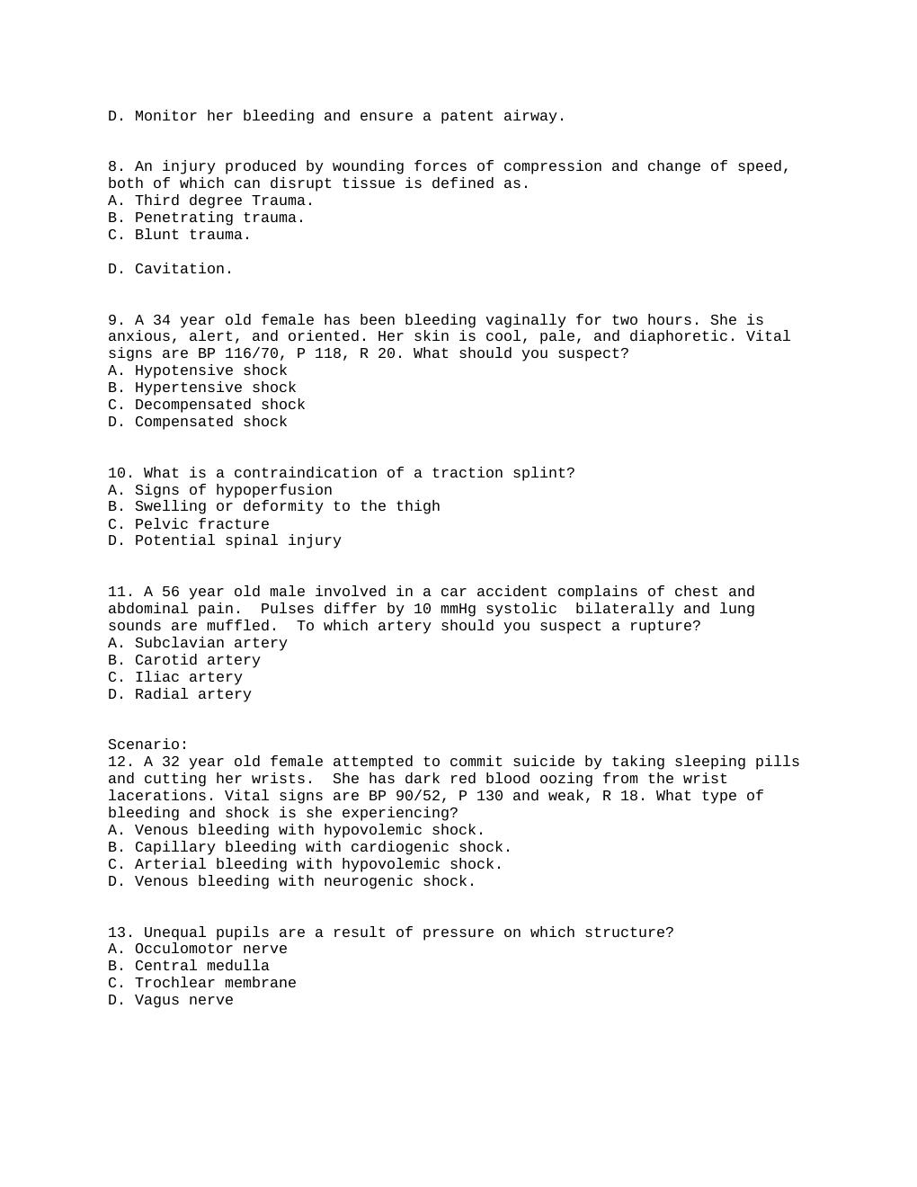 Preview page 2 of FISDAP Trauma Questions And Answers