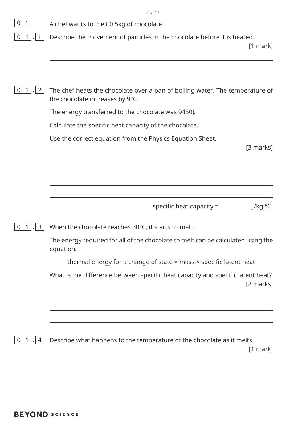 Preview page 2 of AQA GCSE COMBINED SCIENCE: TRILOGY Higher Tier Physics Paper 1 2021