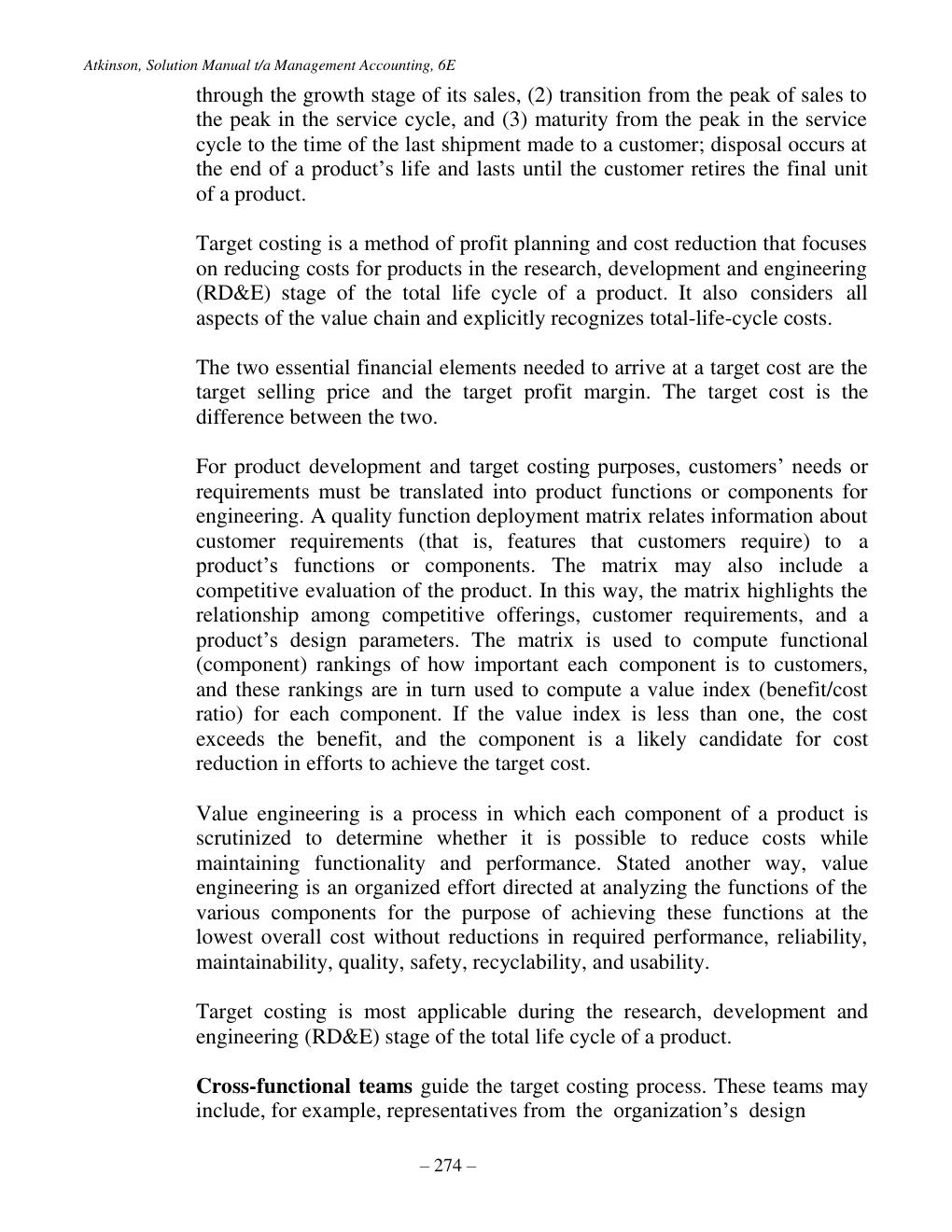Preview page 3 of Atkinson, Solutions Manual t/a Management Accounting, 6th Edition Chapter 08 Measuring Life-Cycle Costs