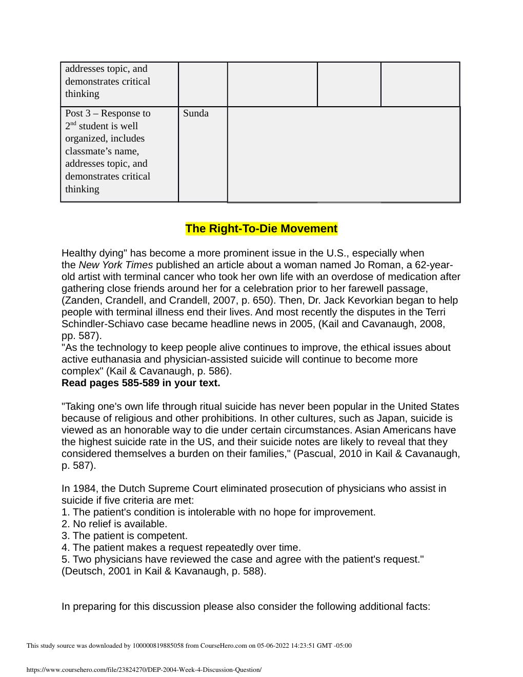 Preview page 2 of DEP-2004 Week 4 Discussion Question- Keiser University