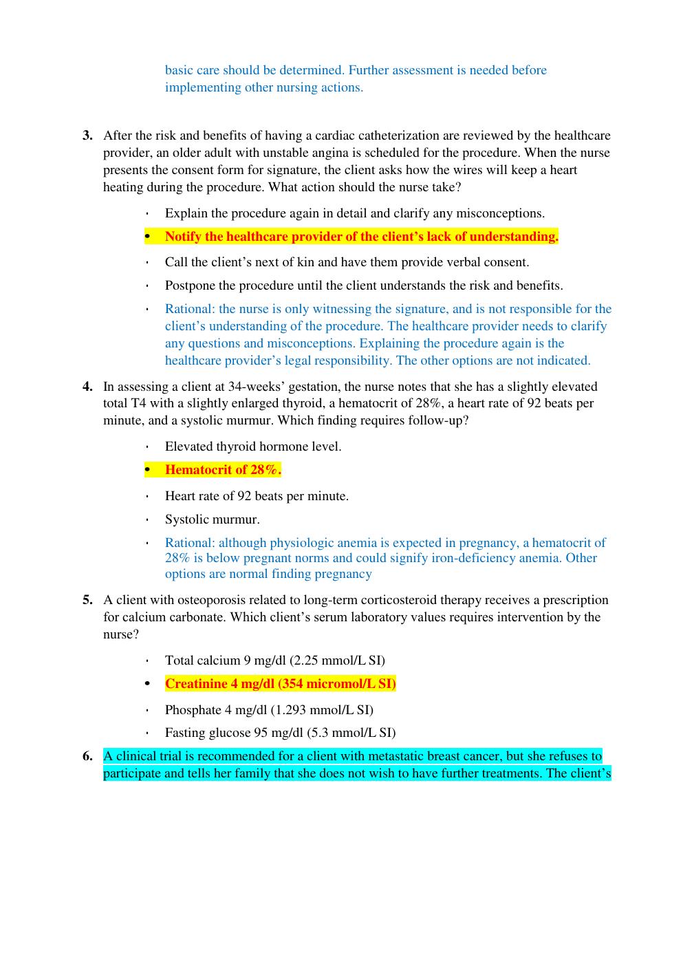 Preview page 2 of PN HESI V4 EXIT EXAM Latest Solutions 2022