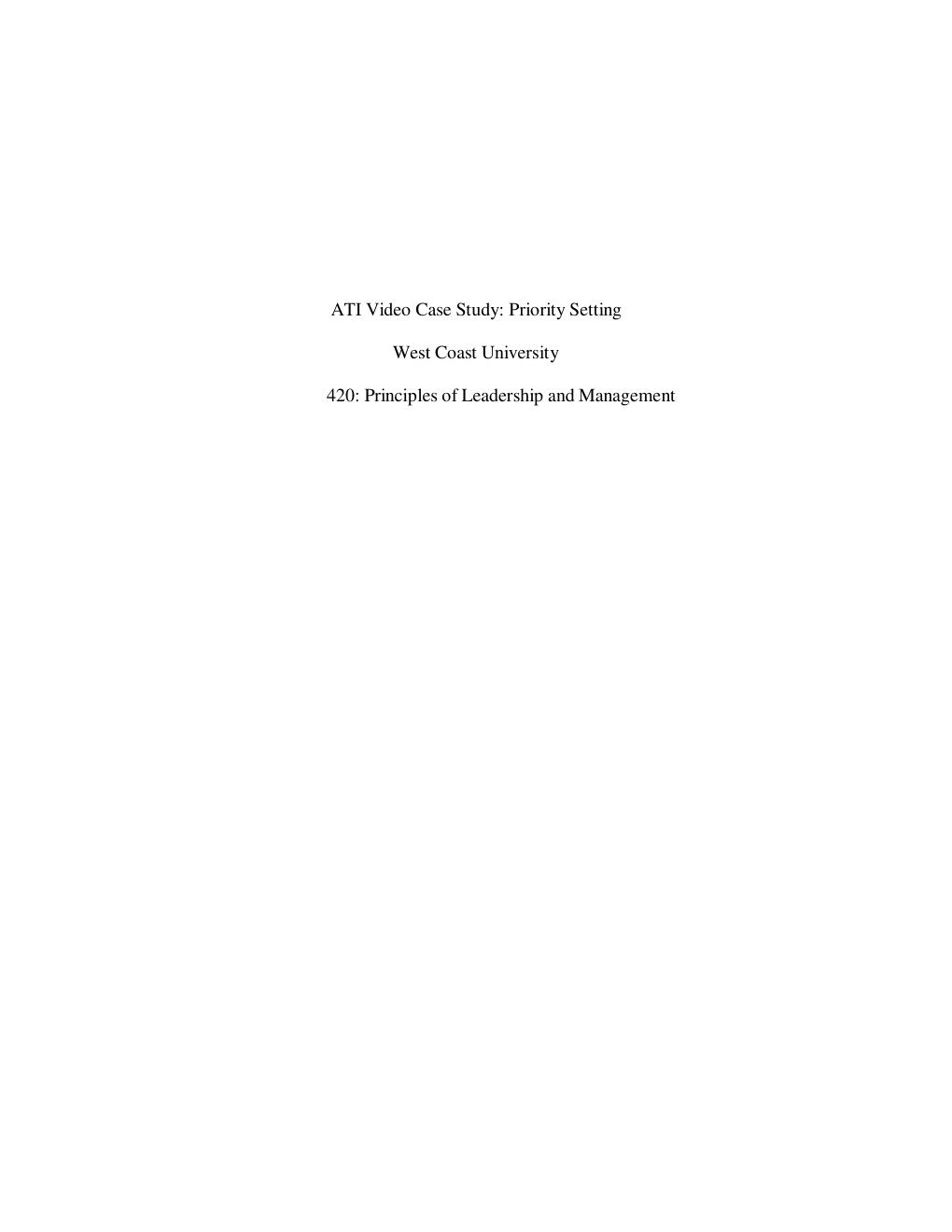 Preview page 2 of NURS 420 ATI Video Case Study Priority Setting