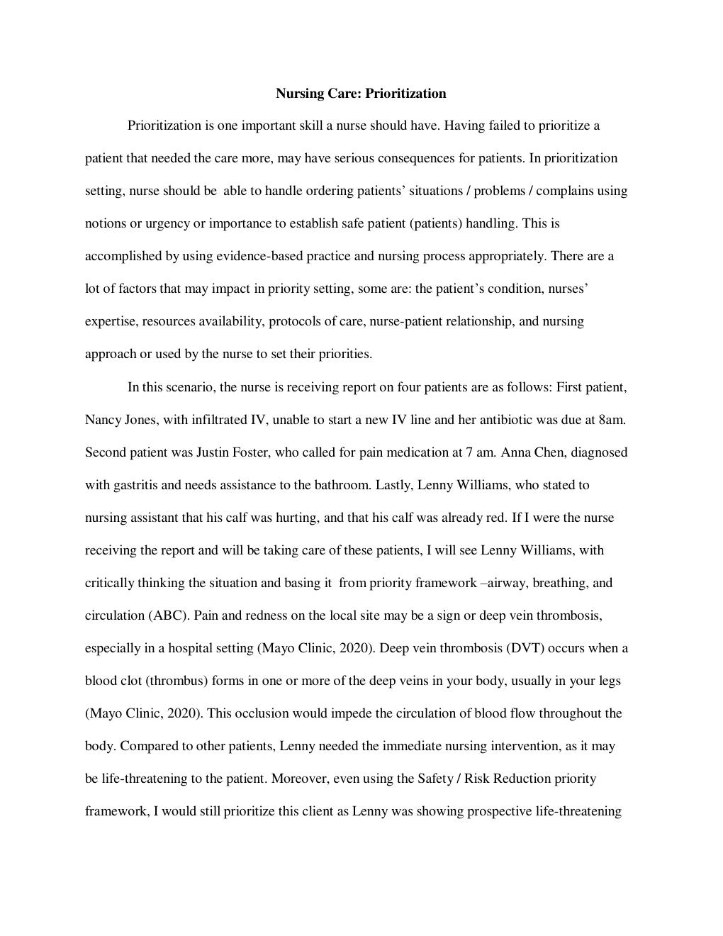 Preview page 3 of NURS 420 ATI Video Case Study Priority Setting