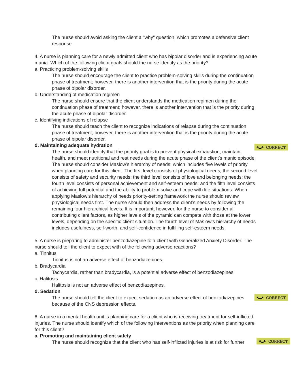 Preview page 2 of ATI Mental Health Final Quiz (aka Quiz 3) Contains 50 Questions & Answers