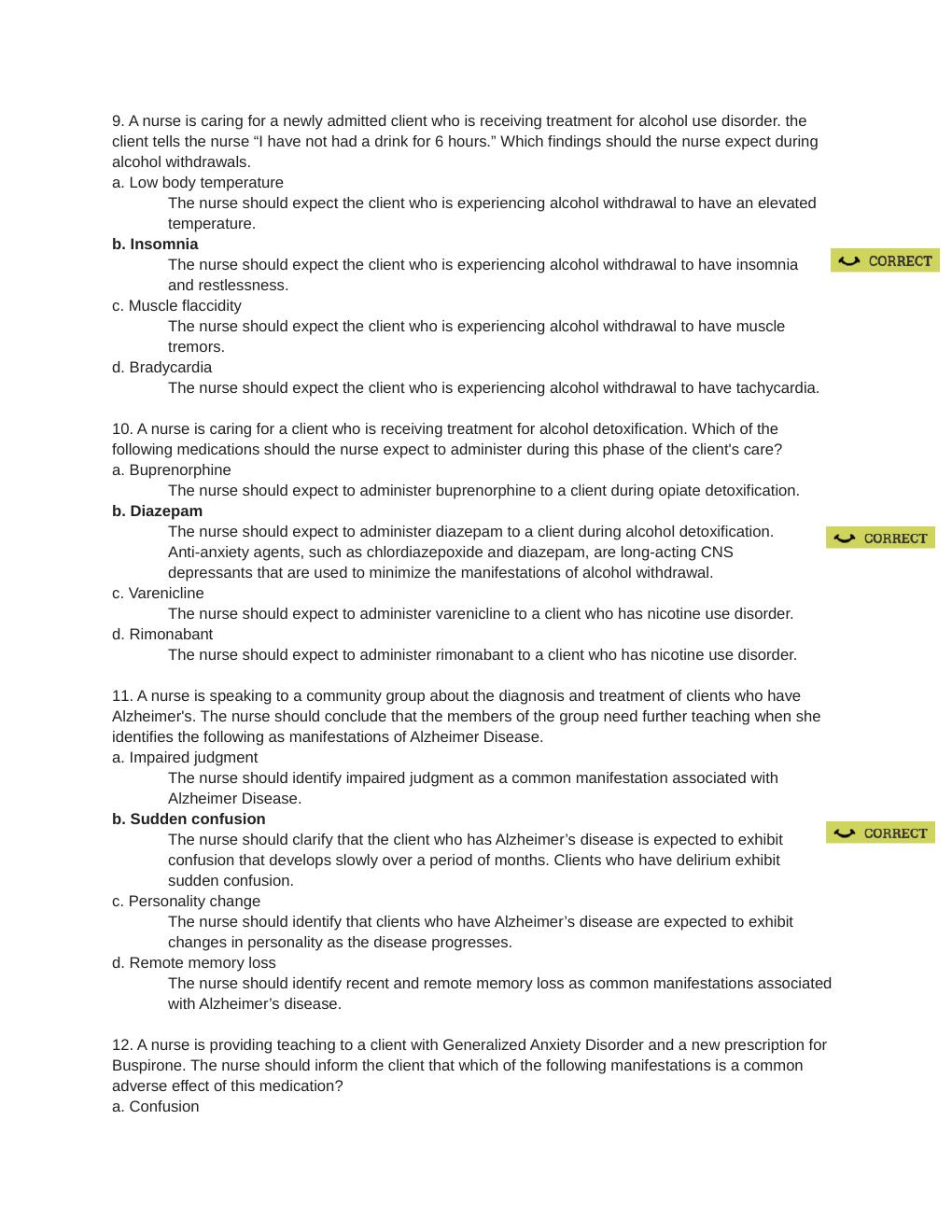Preview page 4 of ATI Mental Health Final Quiz (aka Quiz 3) Contains 50 Questions & Answers