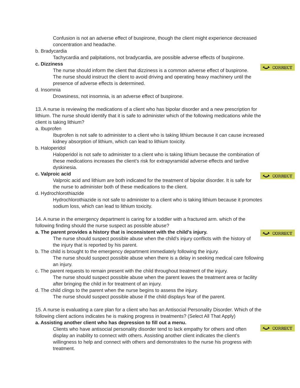 Preview page 5 of ATI Mental Health Final Quiz (aka Quiz 3) Contains 50 Questions & Answers