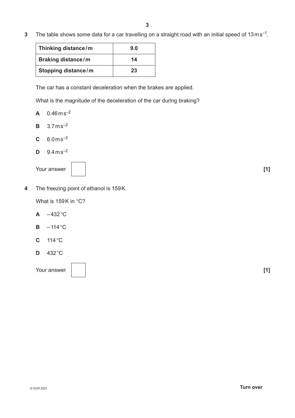 Preview page 3 of > Friday 8 October 2021 – Morning A Level Physics A H556/01 Modelling physics  QP