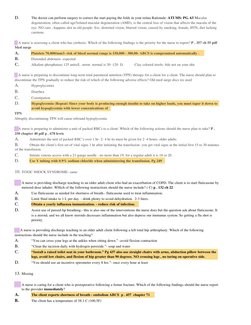 Preview page 3 of Advanced MedSurg Proctored Notes LATEST VERSION GRADED A.