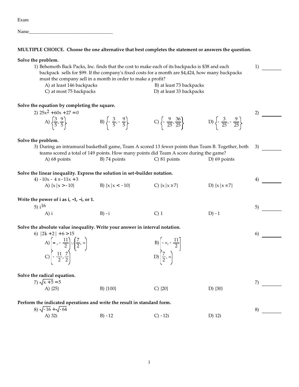 Preview page 2 of TEST BANK for Algebra & Trigonometry, 4th edition by Kirk Trigsted