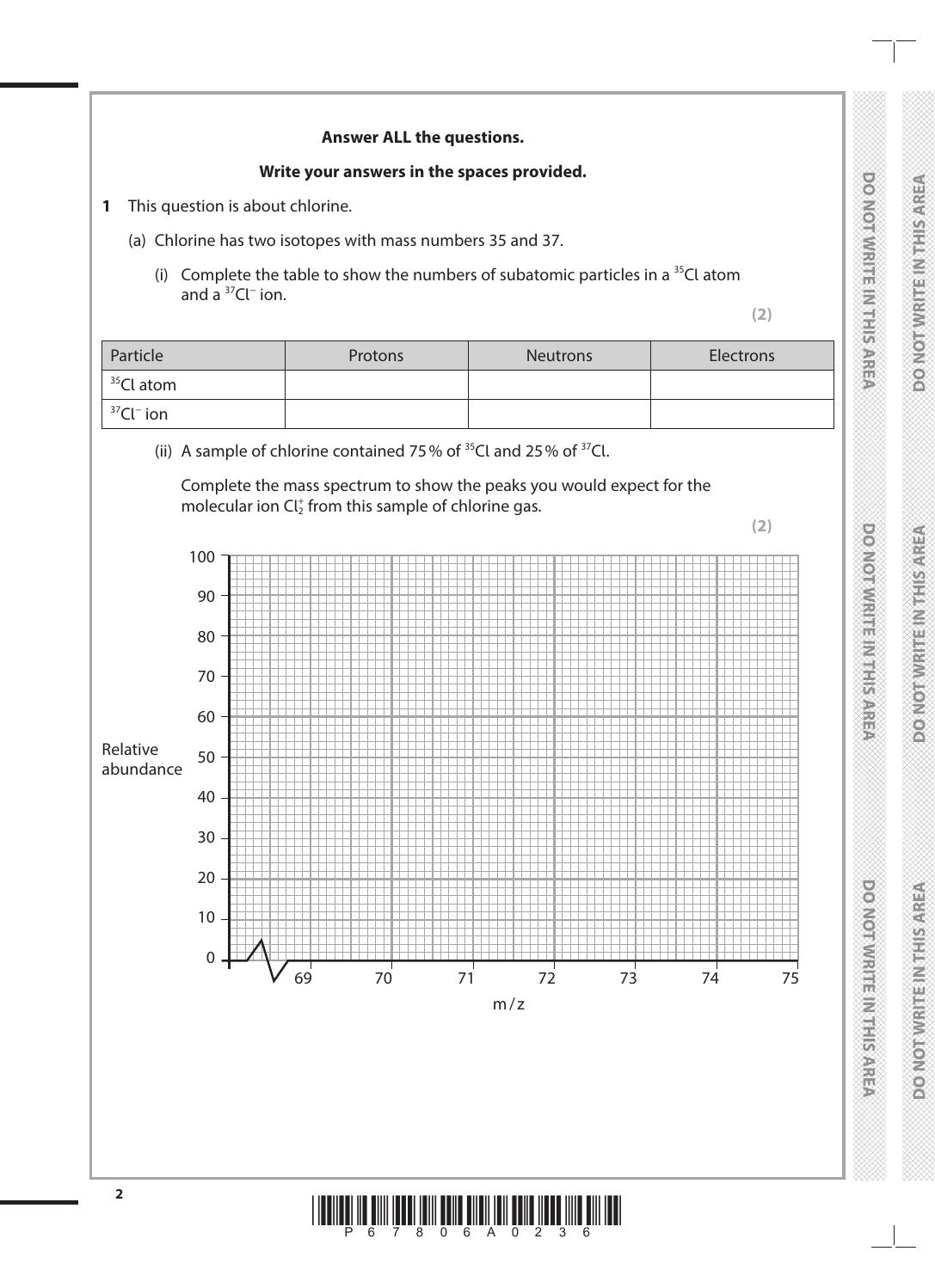 Preview page 2 of Pearson Edexcel Level 3 GCE Chemistry Advanced PAPER 3: General and Practical Principles in Chemistry question paper 9CH