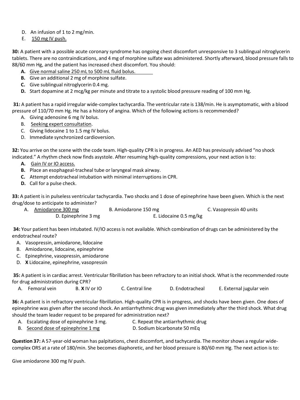 Preview page 2 of ACLS Post Test Questions and Answers