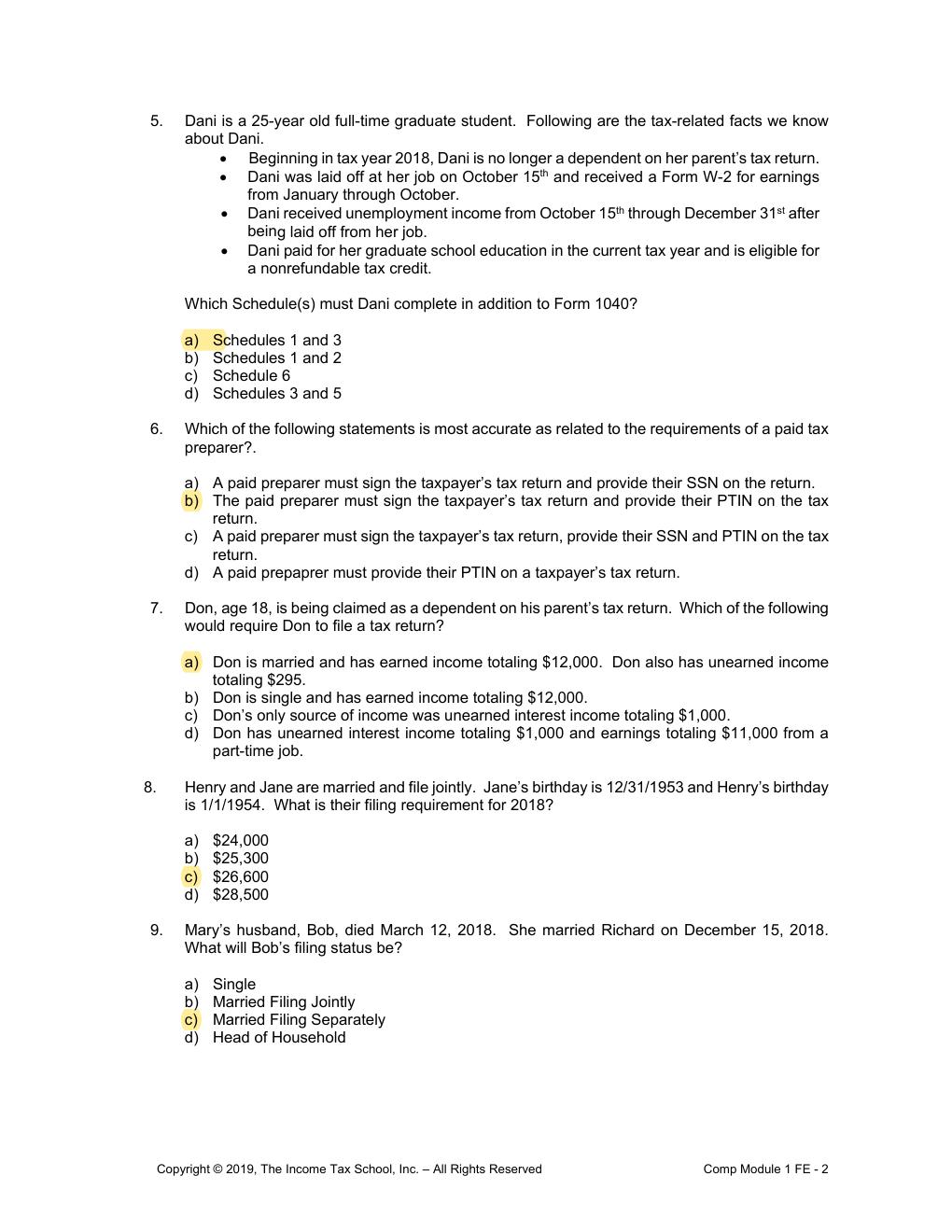 Preview page 2 of Comprehensive Final Exam Module 1