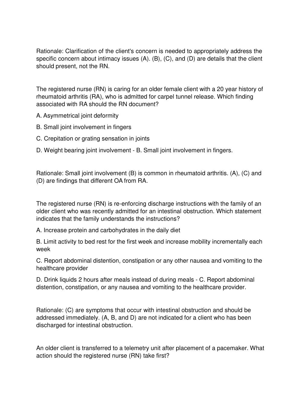 Preview page 4 of HESI GERIATRICS | A frail, elderly client is admitted to the unit with a diagnosis of pneumonia. Which finding is most i