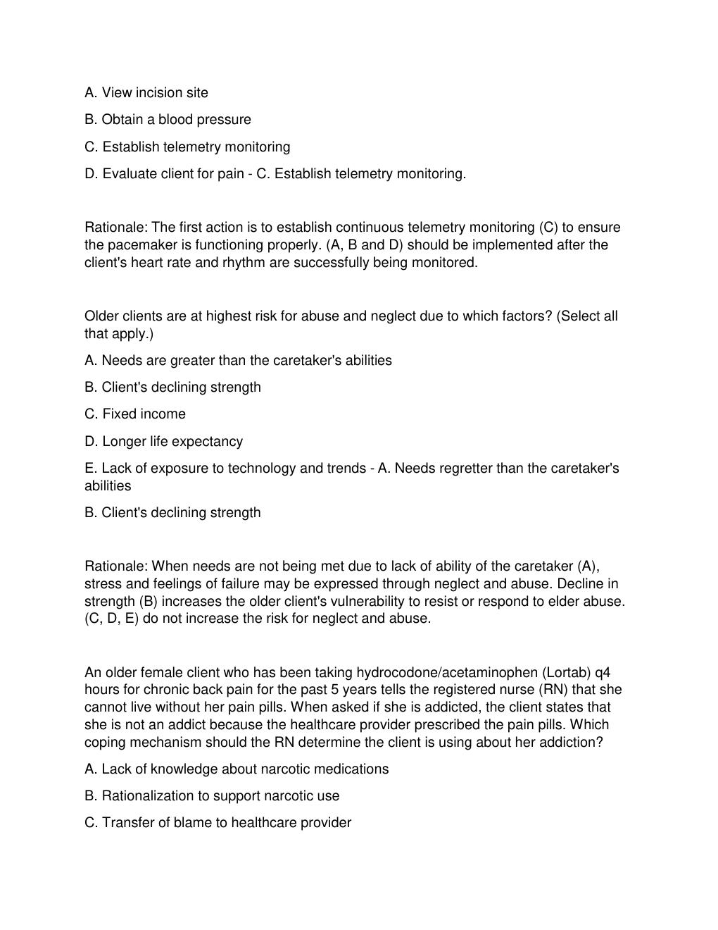 Preview page 5 of HESI GERIATRICS | A frail, elderly client is admitted to the unit with a diagnosis of pneumonia. Which finding is most i