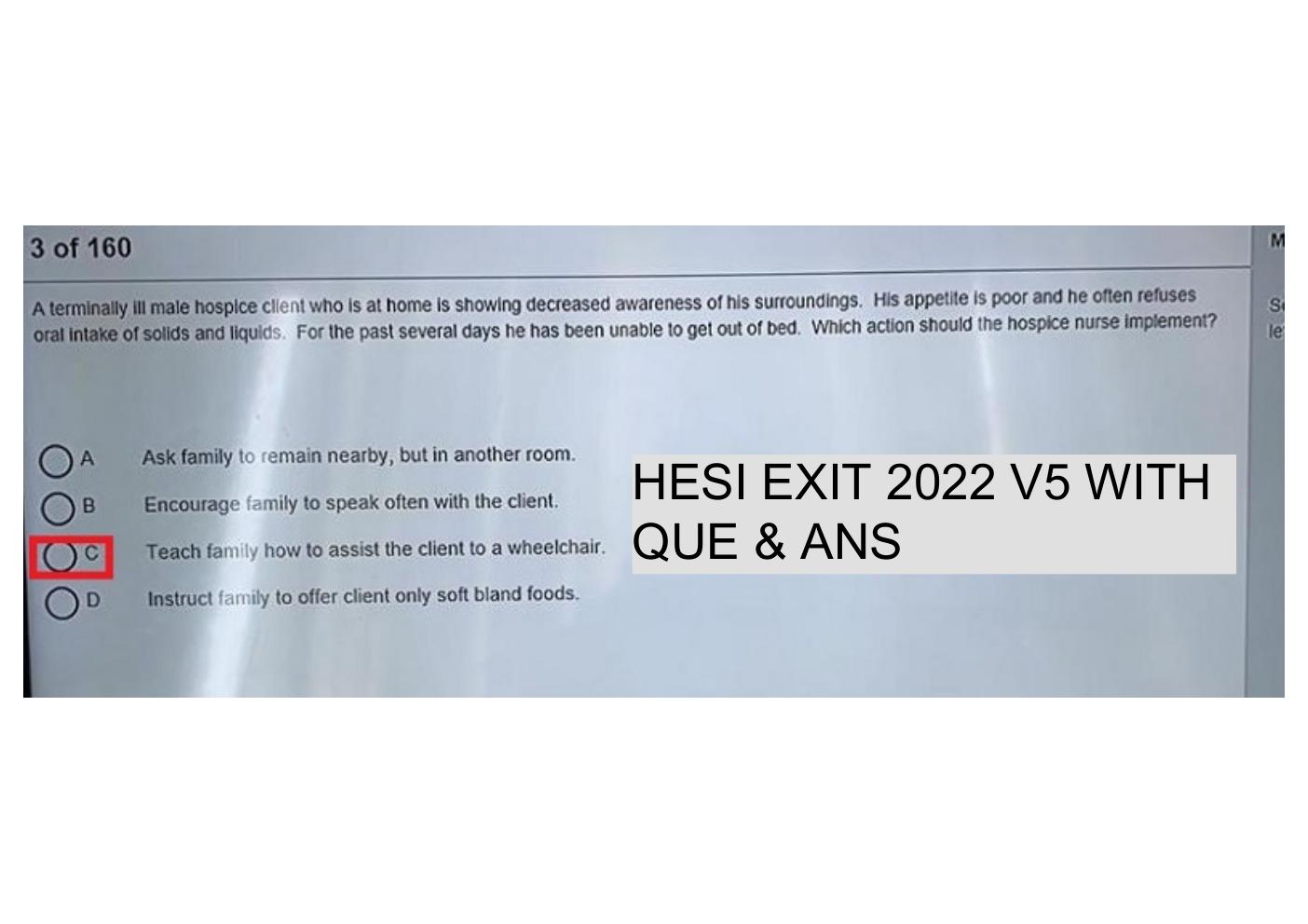 Preview page 3 of HESI EXIT RN V5 Exam Prep from 2022 I Contains 160 REAL EXAM Most Teated Q&A