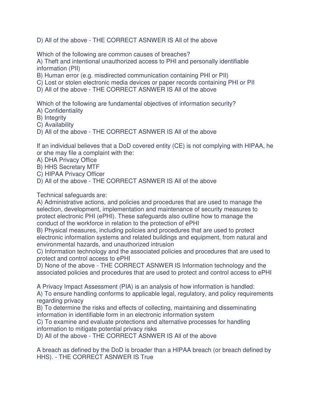Preview page 2 of JKO HIPAA and Privacy Act Training (1.5 hrs)