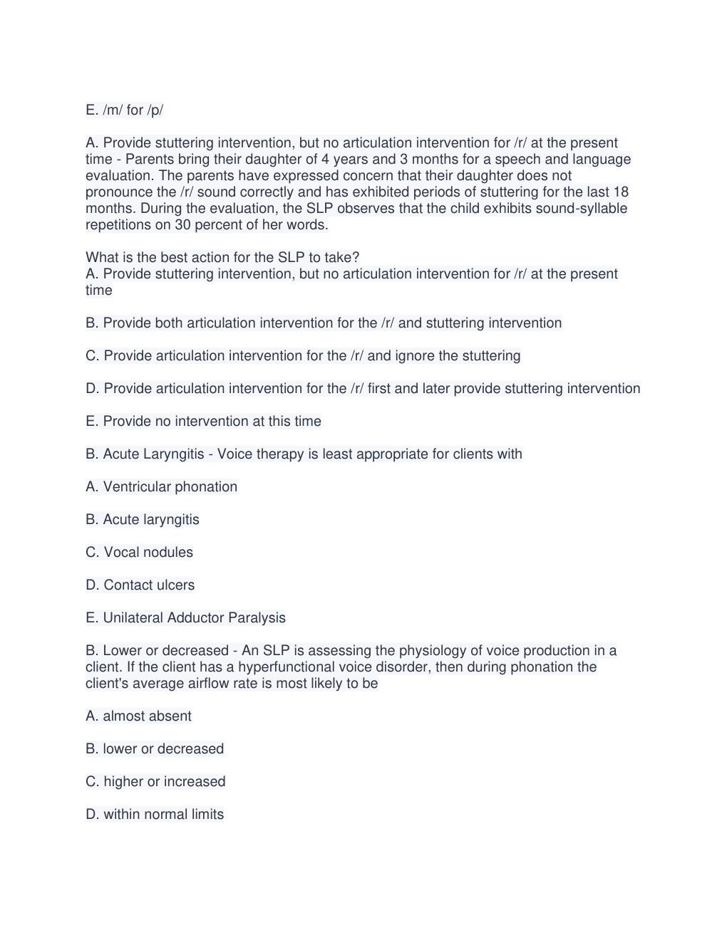Preview page 3 of SLP Praxis Practice Test 2022 Graded A+(100% Guaranteed success)