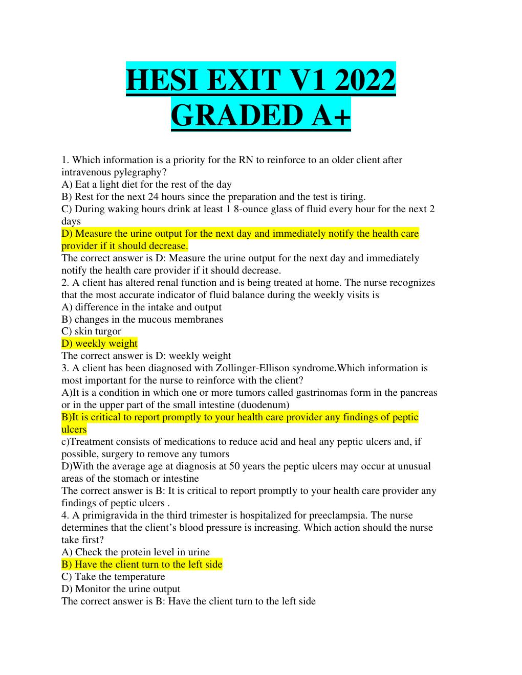 Preview page 2 of HESI EXIT V1 2022 GRADED A+