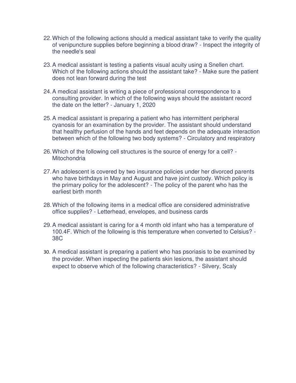 Preview page 3 of (Answered) 2022 NHA CCMA Test 1