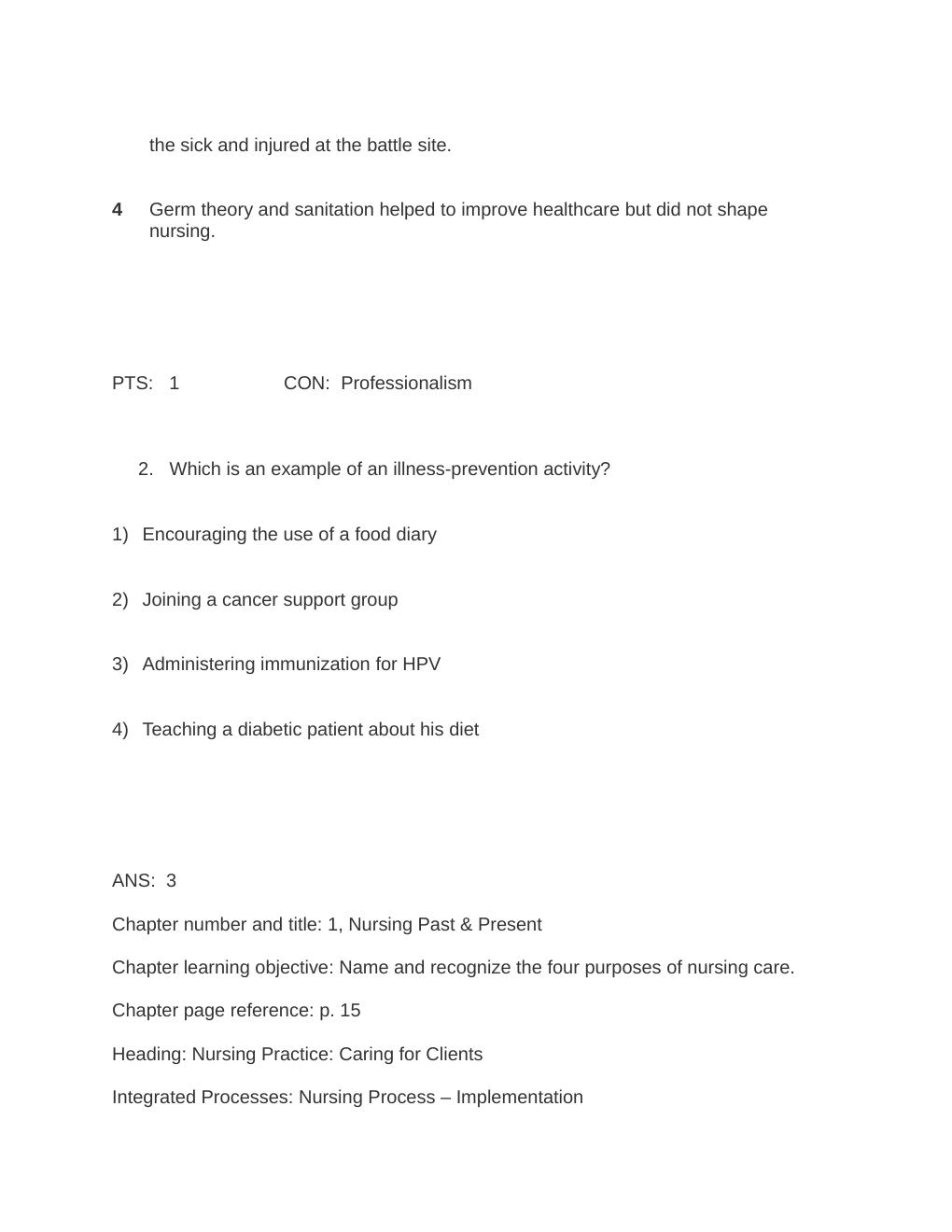 Preview page 3 of Test Bank Basic Nursing Thinking, Doing, and  Caring 2nd Edition by Leslie S. Treas