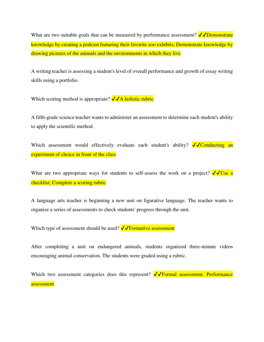 Preview page 3 of WGU Educational Assessment DRC1 Questions and Answers Rated A
