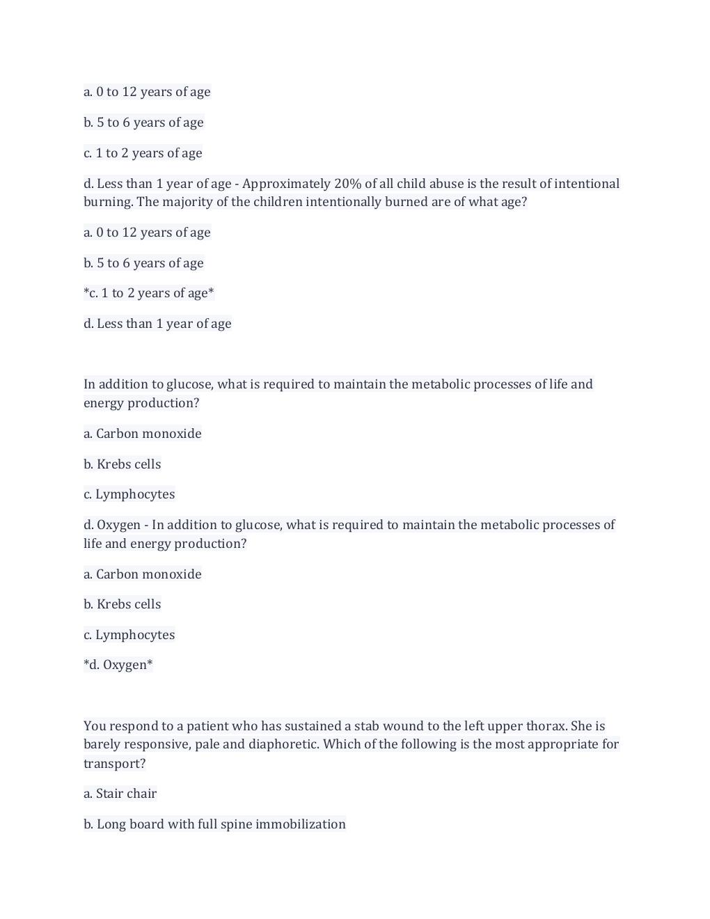 Preview page 2 of PHTLS 9th Ed. Self-Test Questions And Answers Multiple Choices With Complete Solution. Download