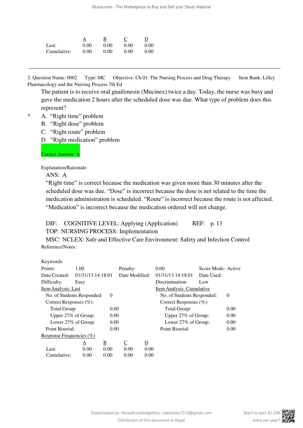 Preview page 3 of Test Bank for Lilley Pharmacology and the Nursing Process 7th Edition