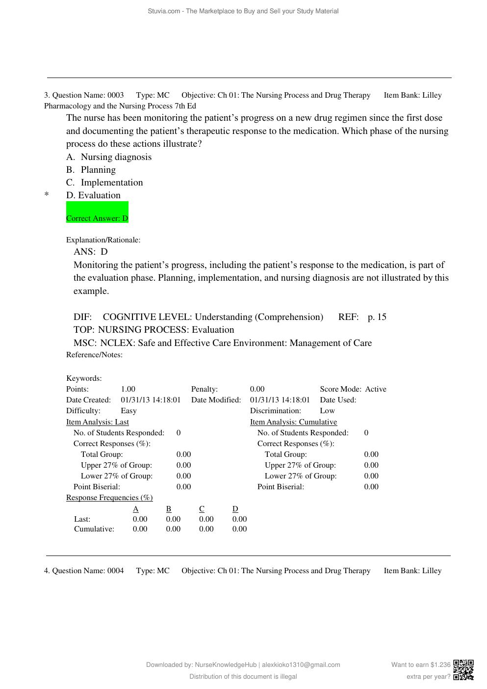Preview page 4 of Test Bank for Lilley Pharmacology and the Nursing Process 7th Edition