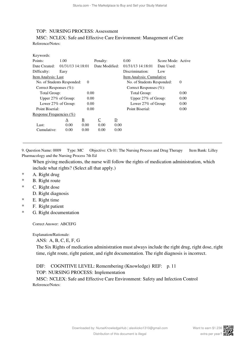 Preview page 9 of Test Bank for Lilley Pharmacology and the Nursing Process 7th Edition
