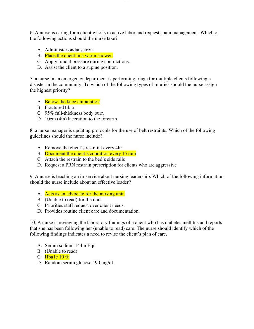 Preview page 2 of ATI RN COMPREHENSIVE PREDICTOR 2019 FORM A, B, C ALL IN ONE  || 180  Q & A IN EACH VERSION (ALL VERSIONS GRADED A)